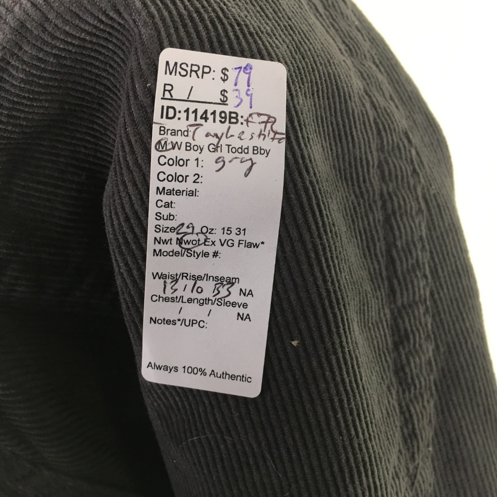 Taylor Stitch Mens Gray Pants 29 NWOT DR11419 - Picture 6 of 6